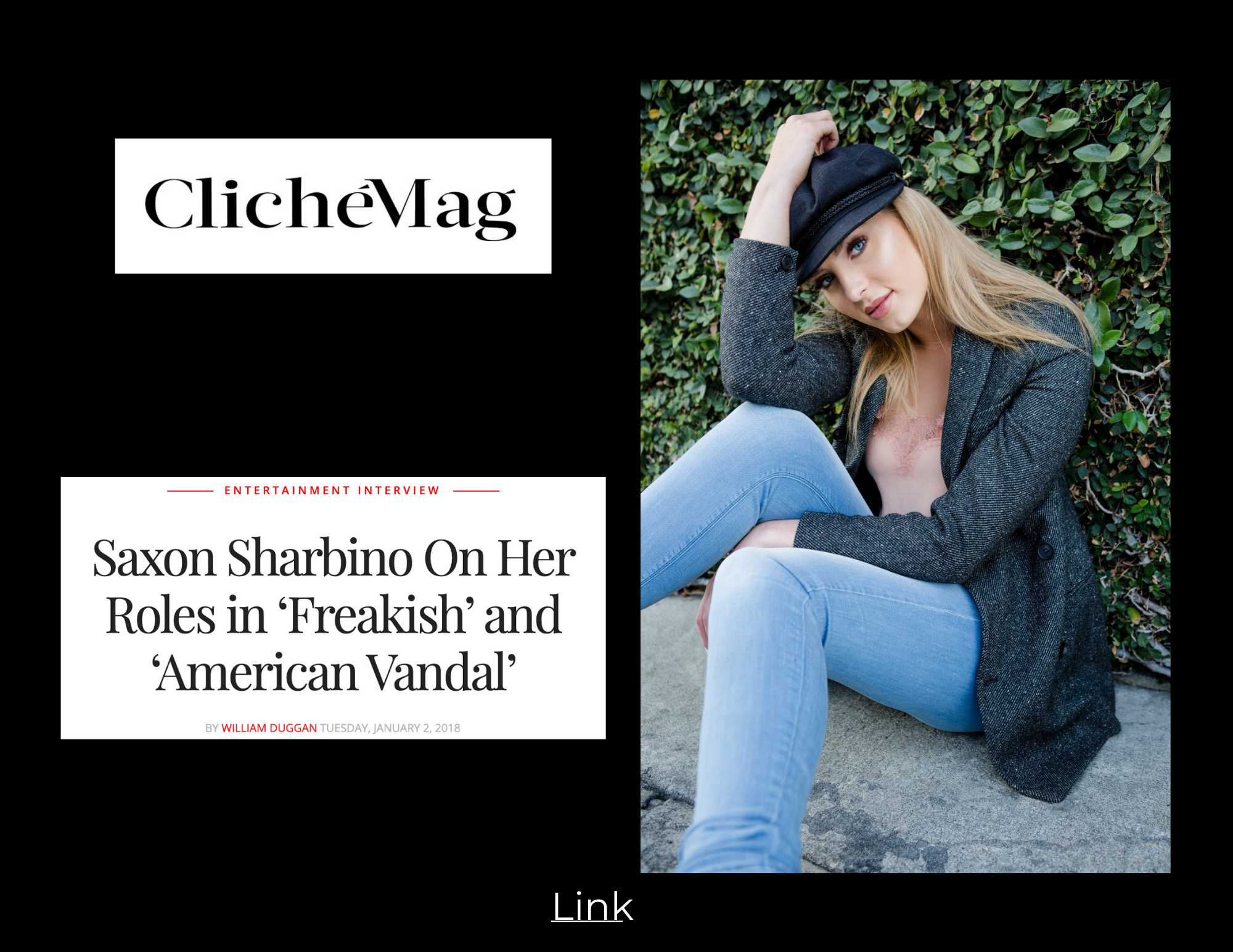 Cliché Magazine — Saxon Sharbino